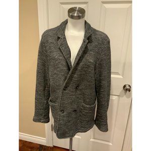 wings+horns Men's Gray Heathered Wool Double-Breasted Jacket, Size XL